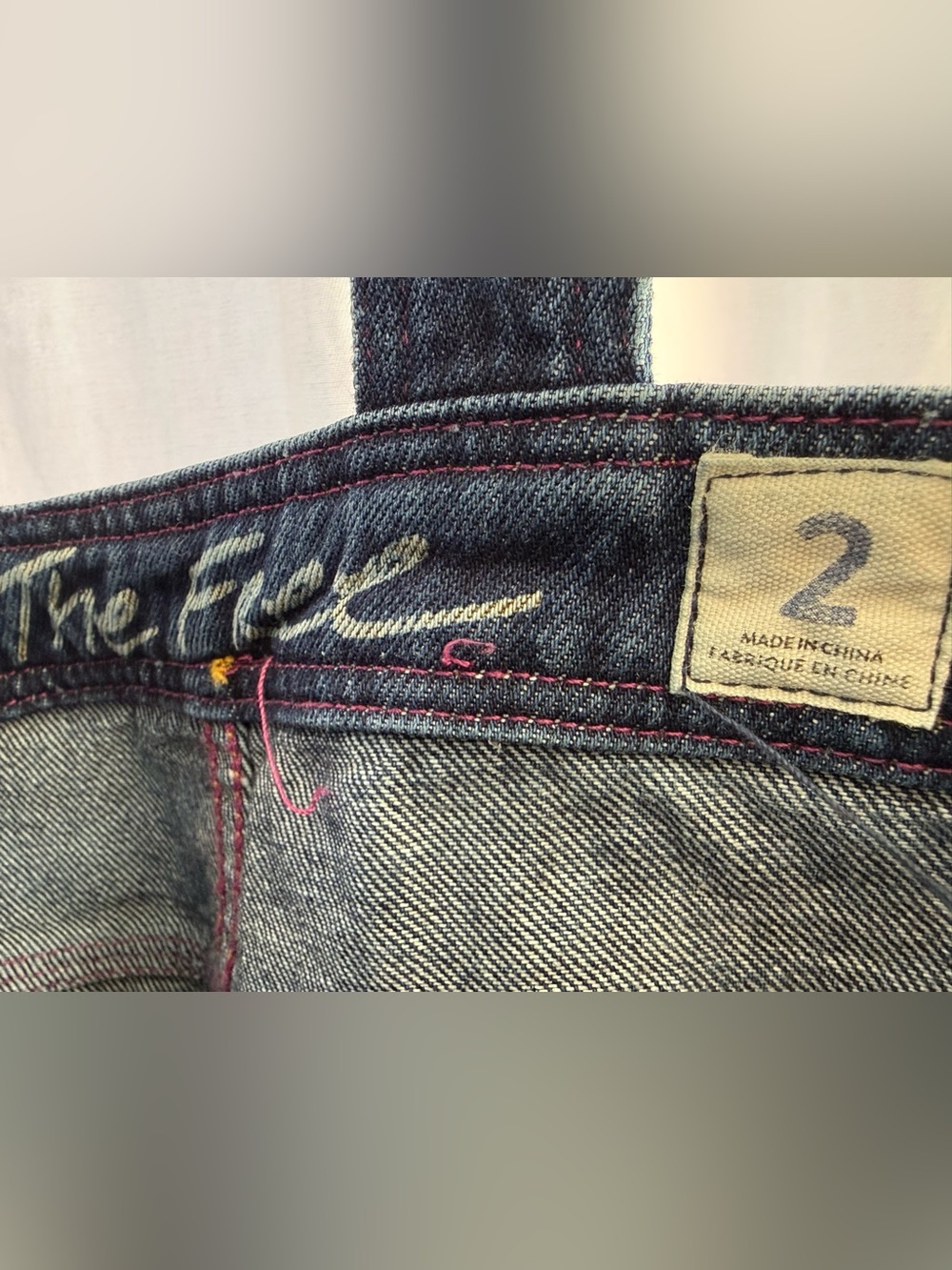 Dark Wash Denim Overalls with Rainbow Trim - Picture 5 of 6